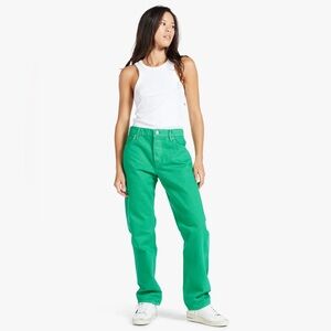 FRAME Le Slouch Jeans in Grass Green Relaxed Straight Leg - 26